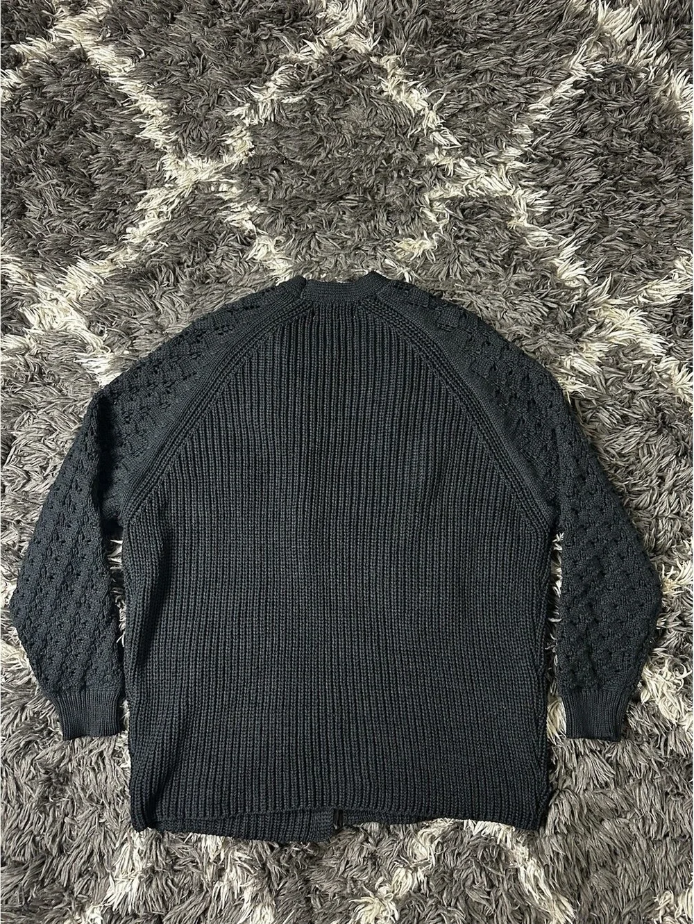 NWT Knox Rose Women's Open Front Cable Knit Cardigan Sweater Black Size M